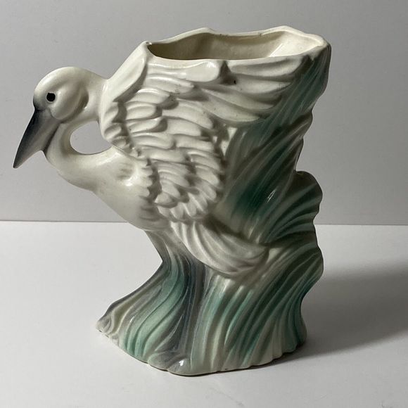 VTG Stuart McCulloch California Ceramics Swan White Flamingo Vase Figurine MCM - Picture 4 of 16
